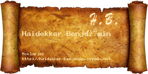 Haidekker Benjámin névjegykártya