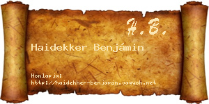 Haidekker Benjámin névjegykártya